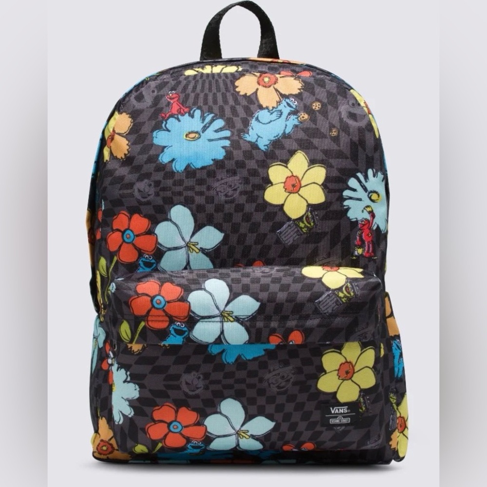 VANS X Sesame Street Old Skool Elmo Cookie Monster Floral Backpack NWT